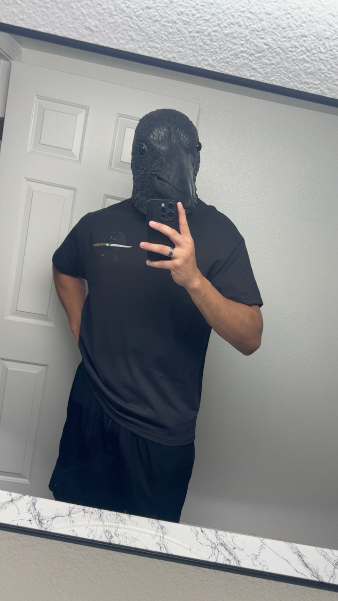 crow with knife Black Tee