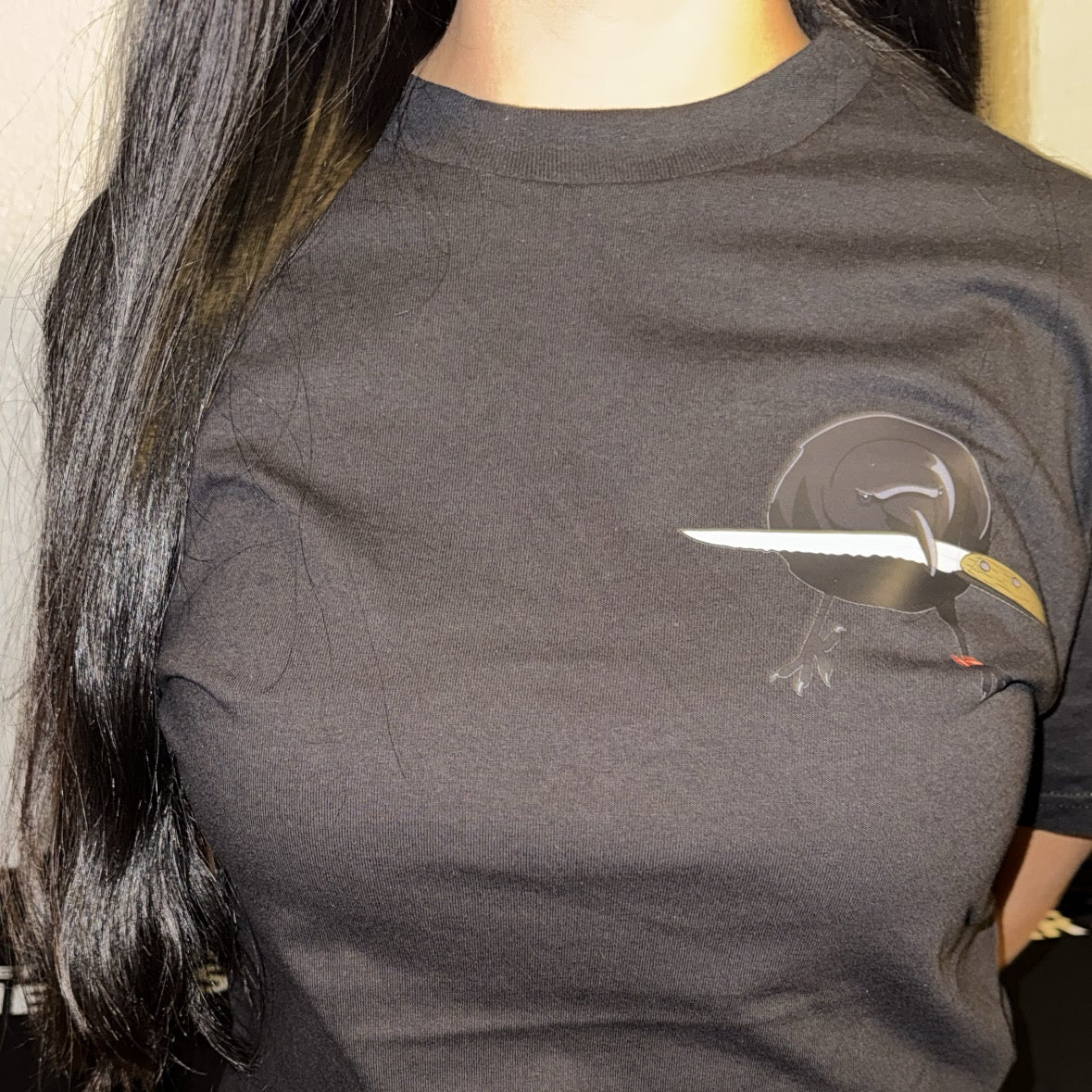crow with knife Black Tee
